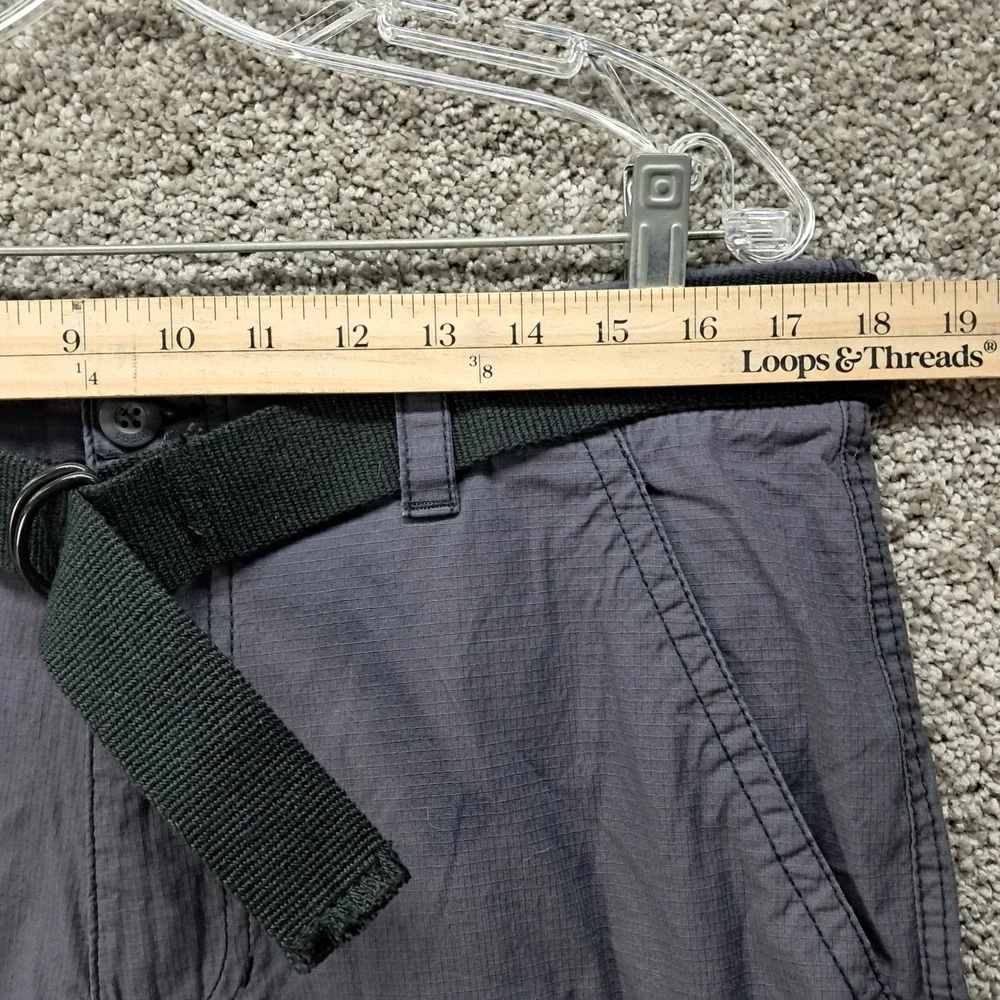 WearFirst Mens Cargo Shorts 34 Charcoal Gray Ripstop Belted Stretch Cotton 7044